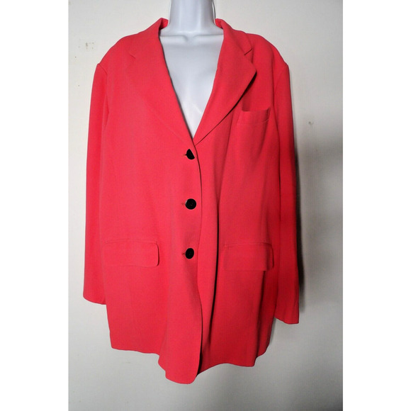 Peter NyGard Silk Blazer Coral Peach 18W Plus Button Colorful 90s Office Career - Picture 1 of 13